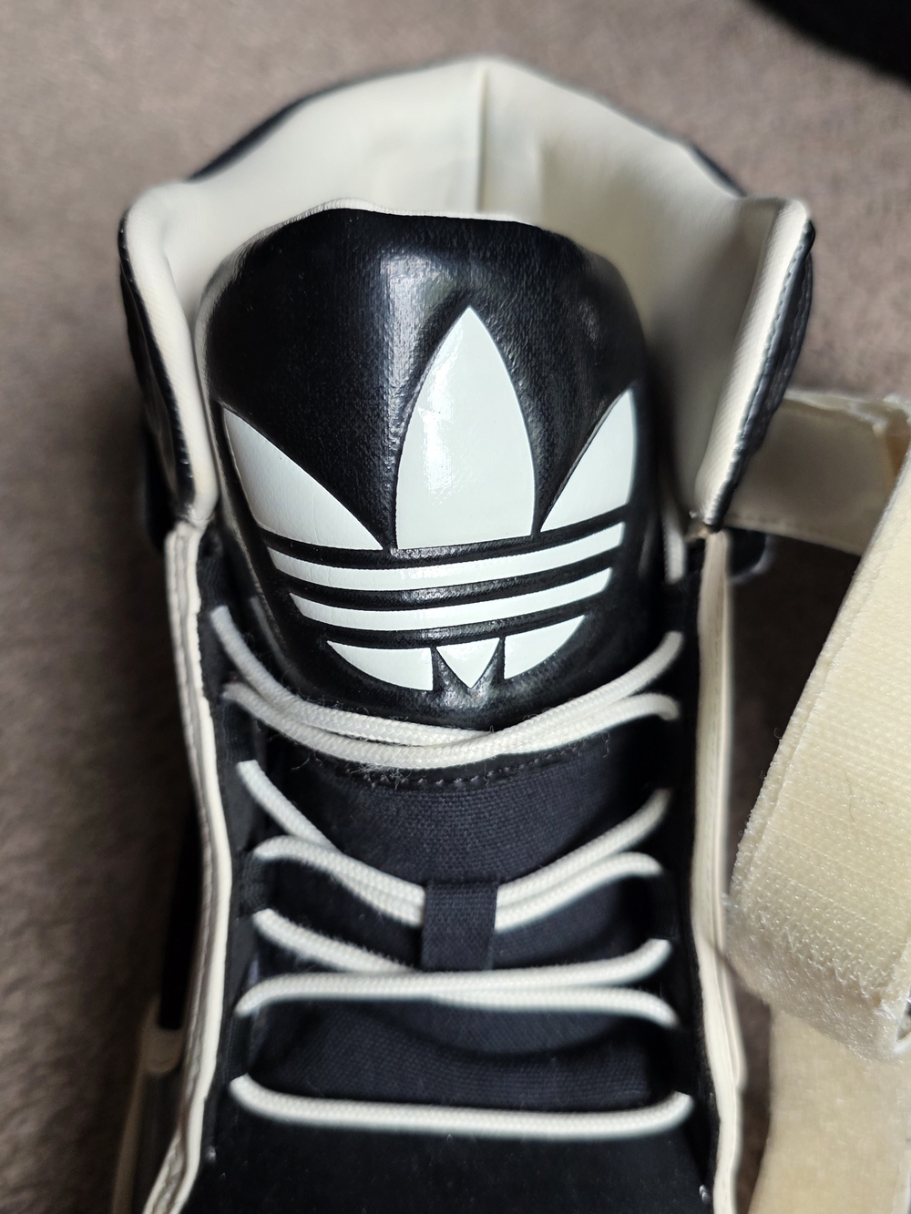 Adidas Originals Black White Patent Leather Strap High Top Sneakers Men’s 10 - Picture 5 of 14